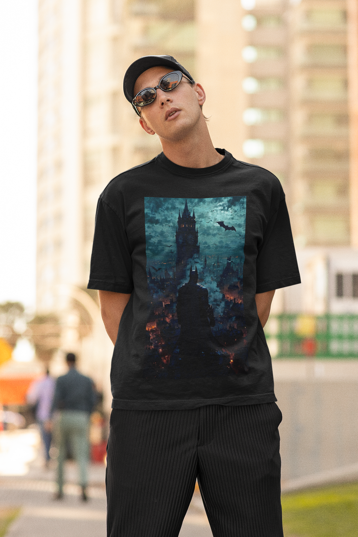 Gotham's Knight Graphic Printed Oversized T-Shirt