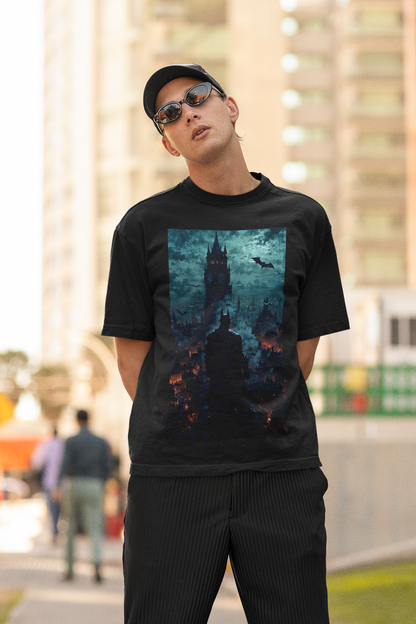 Gotham's Knight Graphic Printed Oversized T-Shirt