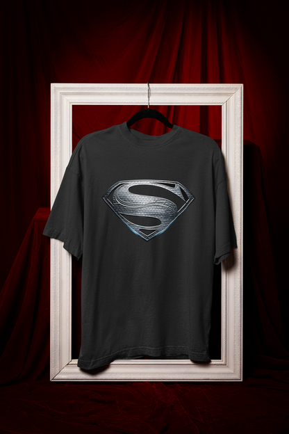 Man Of Steel Silver Logo Premium Oversized fit T-shirt (Unisex)