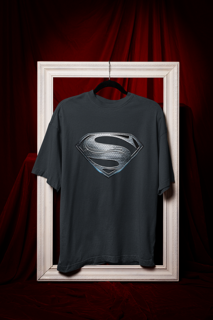 Man Of Steel Silver Logo Premium Oversized fit T-shirt (Unisex)