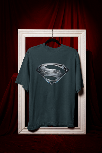 Man Of Steel Silver Logo Premium Oversized fit T-shirt (Unisex)