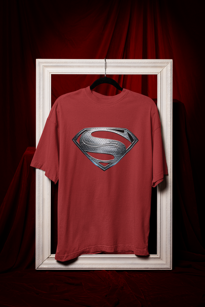 Man Of Steel Silver Logo Premium Oversized fit T-shirt (Unisex)