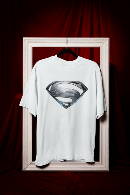 Man Of Steel Silver Logo Premium Oversized fit T-shirt (Unisex)