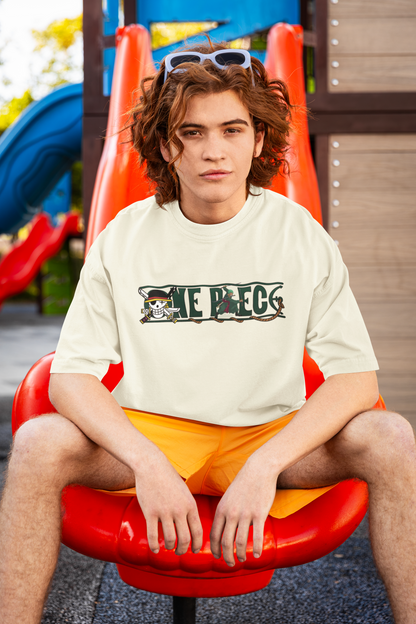 One Piece Green Logo Oversized T-Shirt