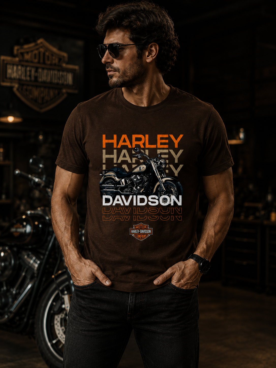 HD MOTOR CYCLES BIKER TSHIRT